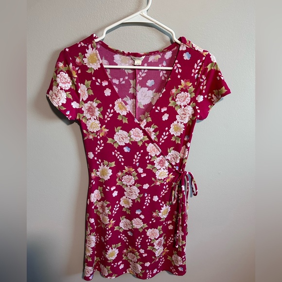 Aeropostale Pink Floral Y2K Wrap Style Dress-Sm - Picture 1 of 7